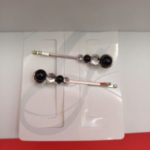 2 pinces perle noire