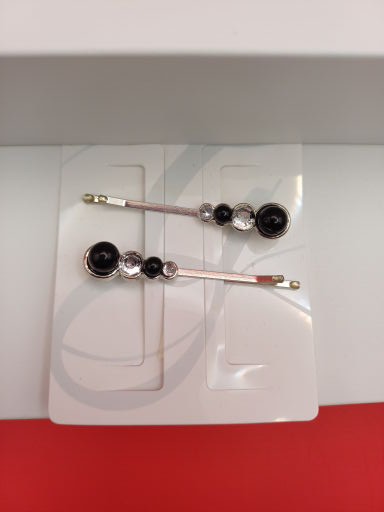 2 pinces perle noire