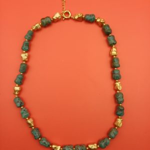 collier fantaisie vert/or N°114