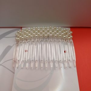 barette peigne perle blanche
