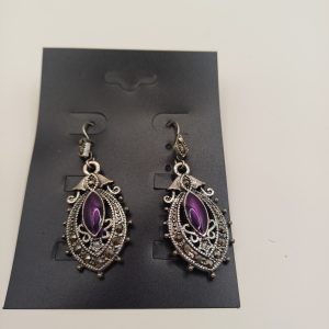 bo pendantes Fantaisie argent et violet N°106
