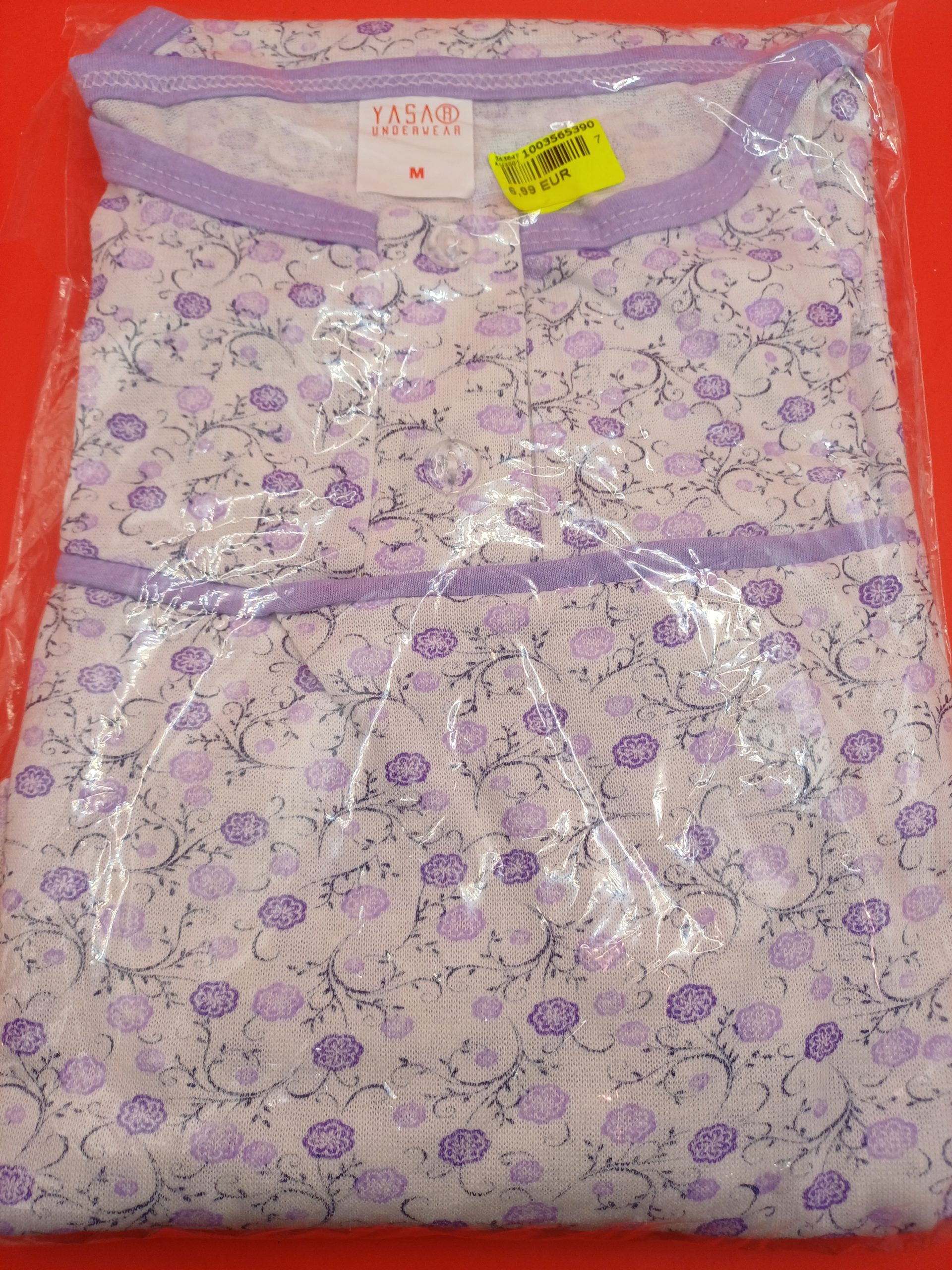Chemise de nuit M fleurs parme
