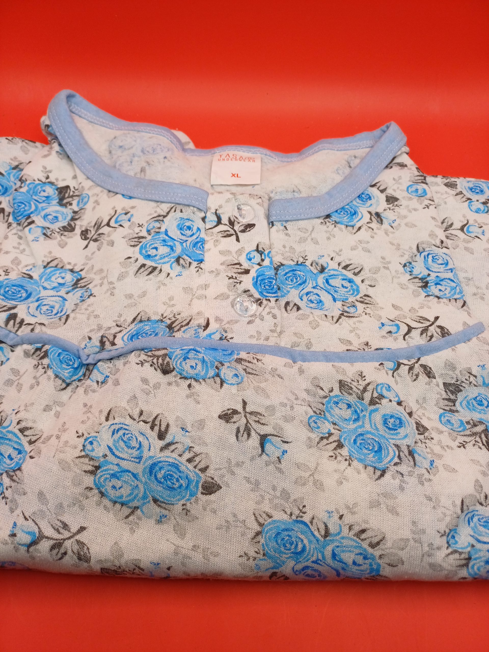 Chemise de nuit XL bouquet fleurs bleu