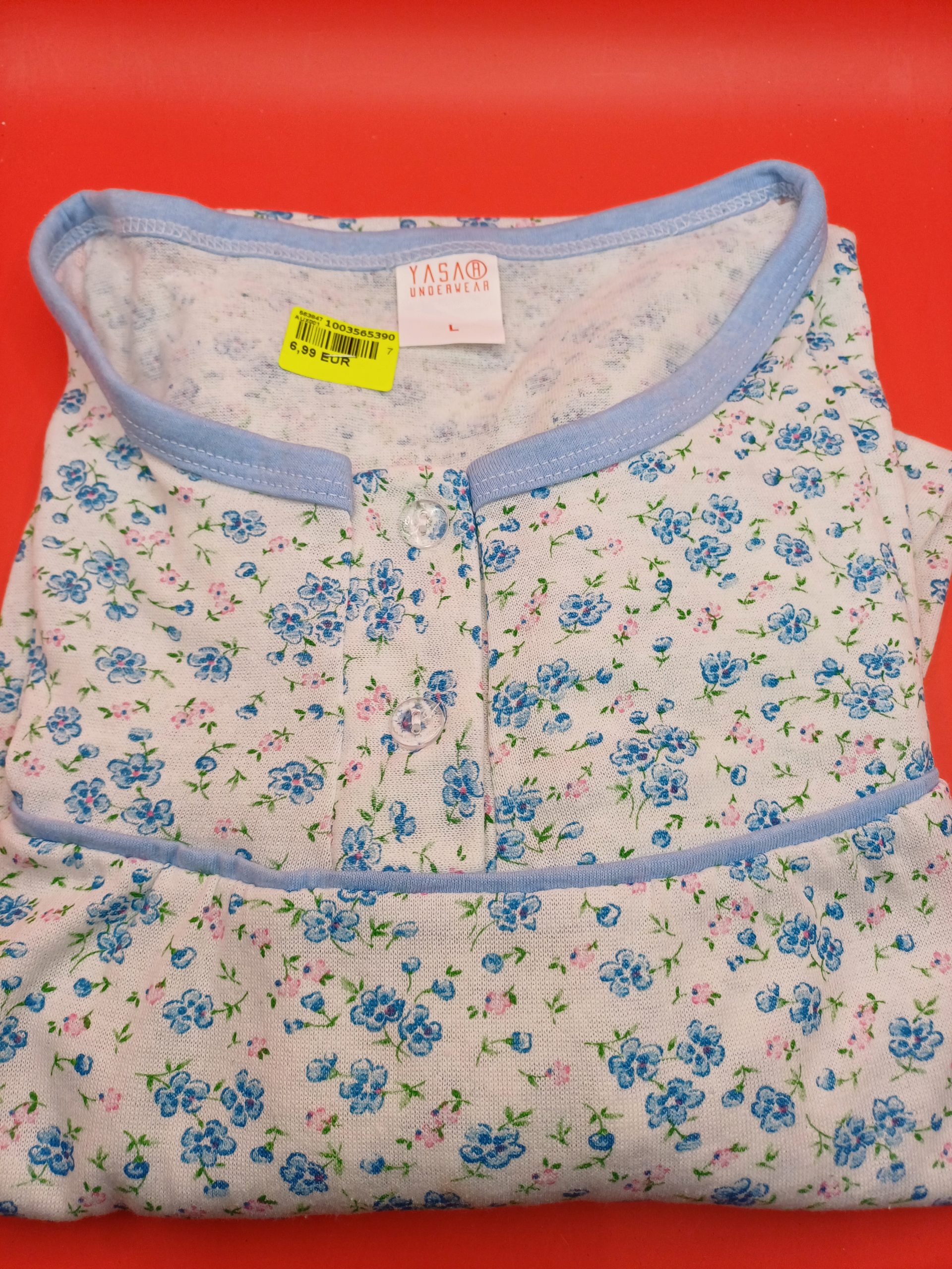 Chemise de nuit L fleur bleue