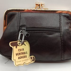 Porte monnaie noir cuir
