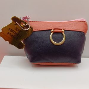 porte monnaie bleu et corail