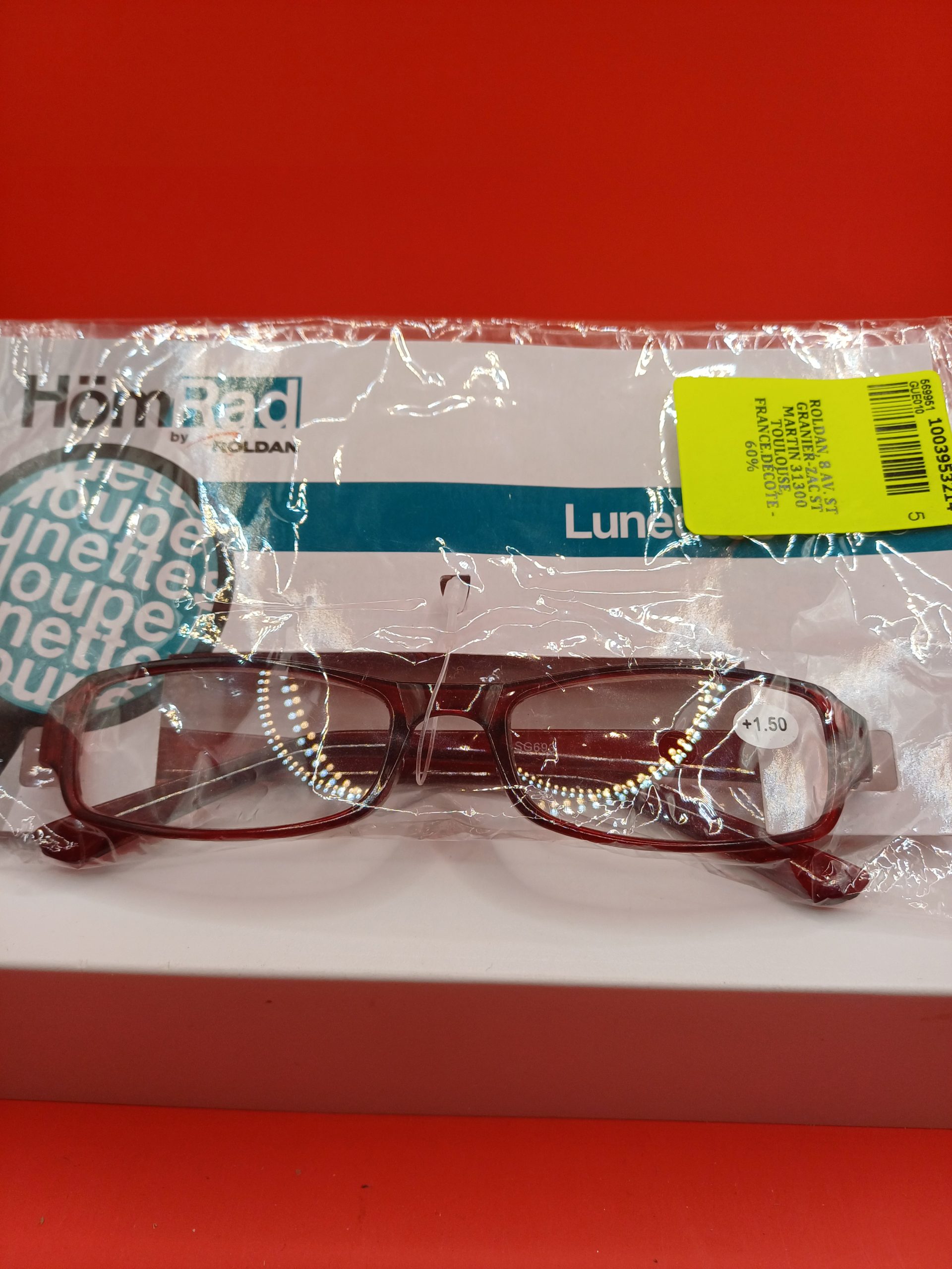 Lunette loupe +1.50 rouge