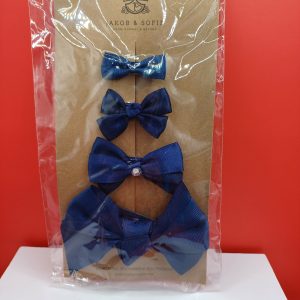 lot de 4 pinces noeud bleu marine