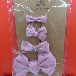 Lot de 4 pinces noeud rose clair
