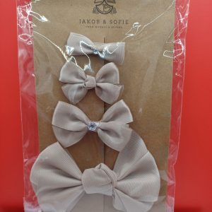 Lot de 4 pinces noeud beige