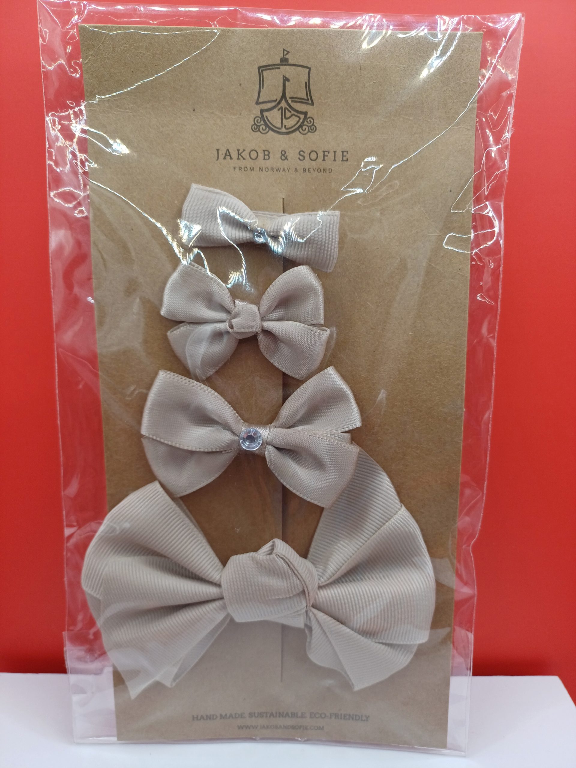 Lot de 4 pinces noeud beige