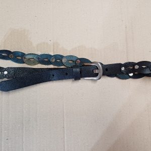 Ceinture Cuir noir fine avec brillants 85 cm