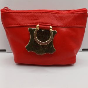 Porte monnaie rouge cuir