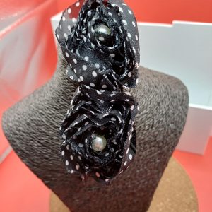 Serre tête noir 2 rosaces avec perles
