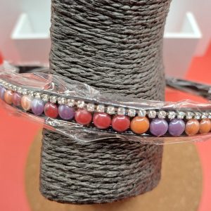 Serre tête perles orange violet rouge et brillant