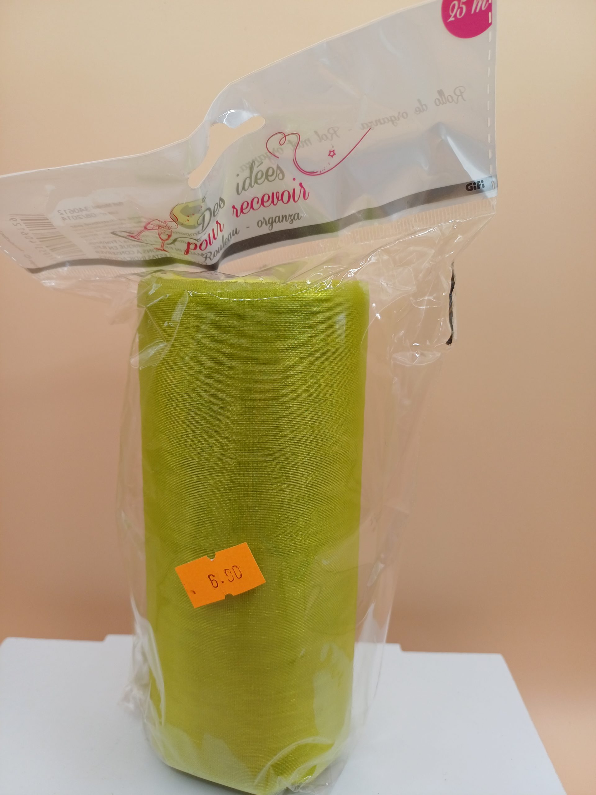 Organza vert rouleau de 25 m