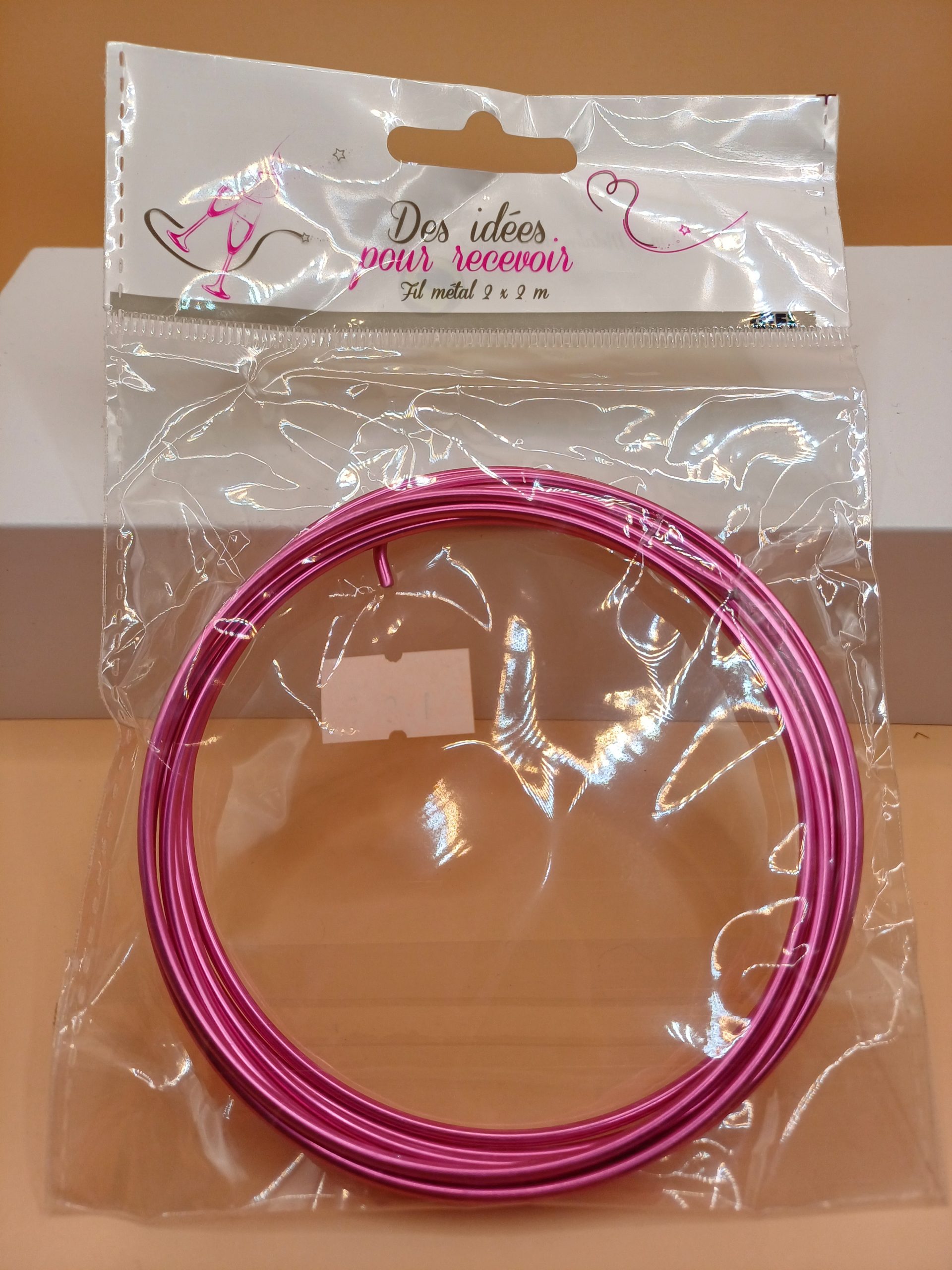 Fil métal rose 2 cm x 2m
