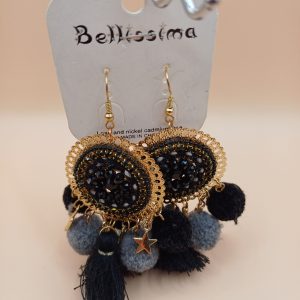 BO ronde pompon noir et gris N°111