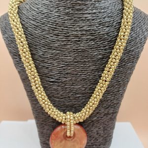 Collier fantaisie doré et nacre N°109