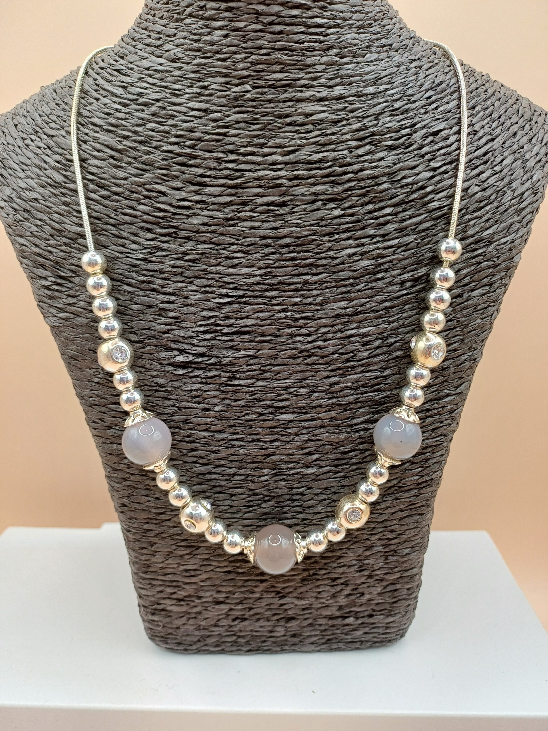 Collier boule argenté N°107