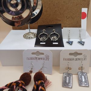 Lot de 5 paires boucles d'oreilles fantaisie argenté *1
