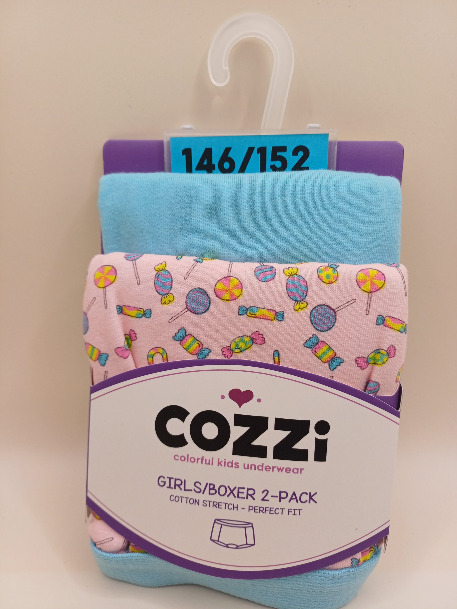 2 boxer 1 imprimé rose 1 bleu 11/12 ans