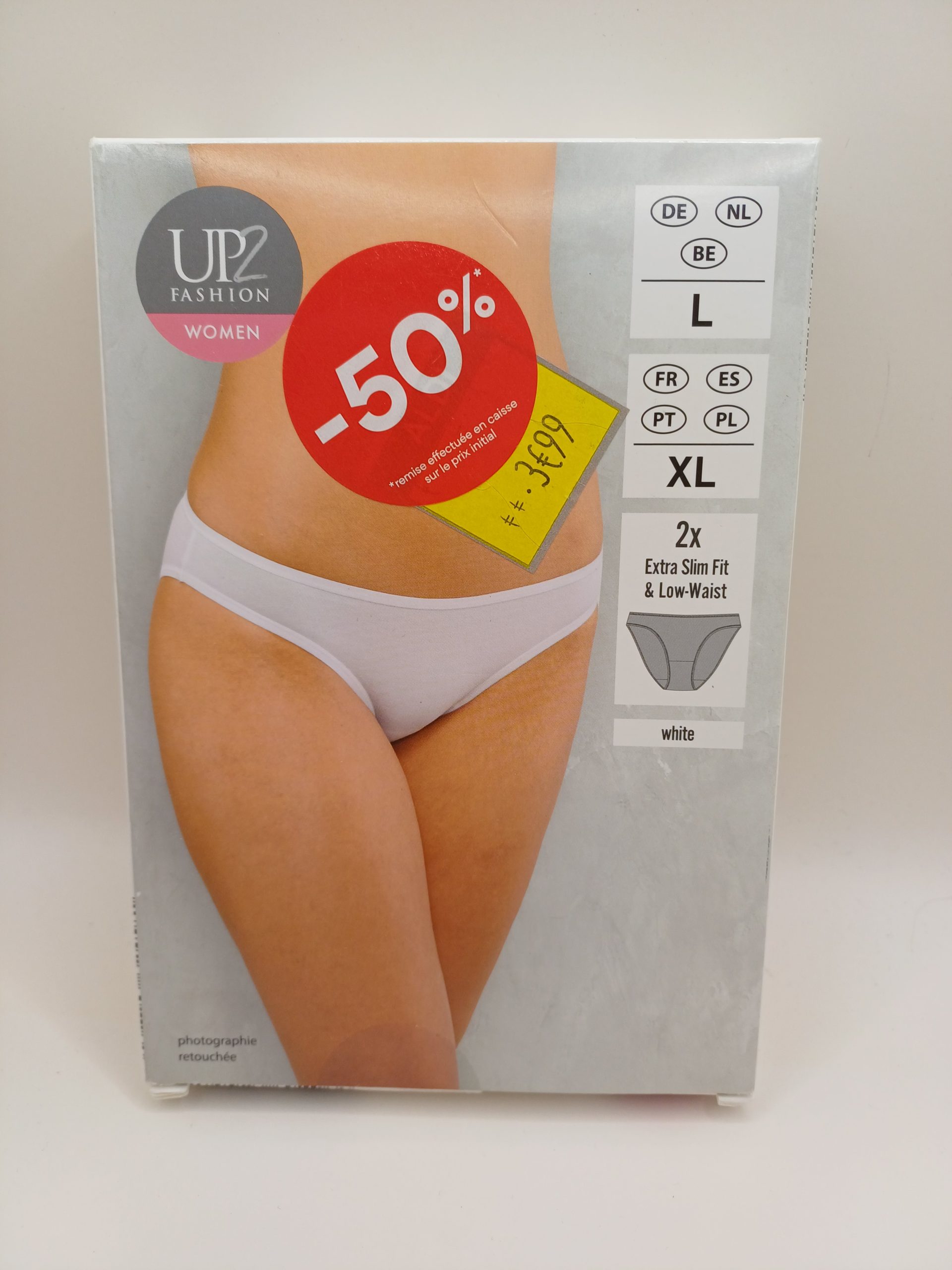 2 slip taille XL. blanc extra slim