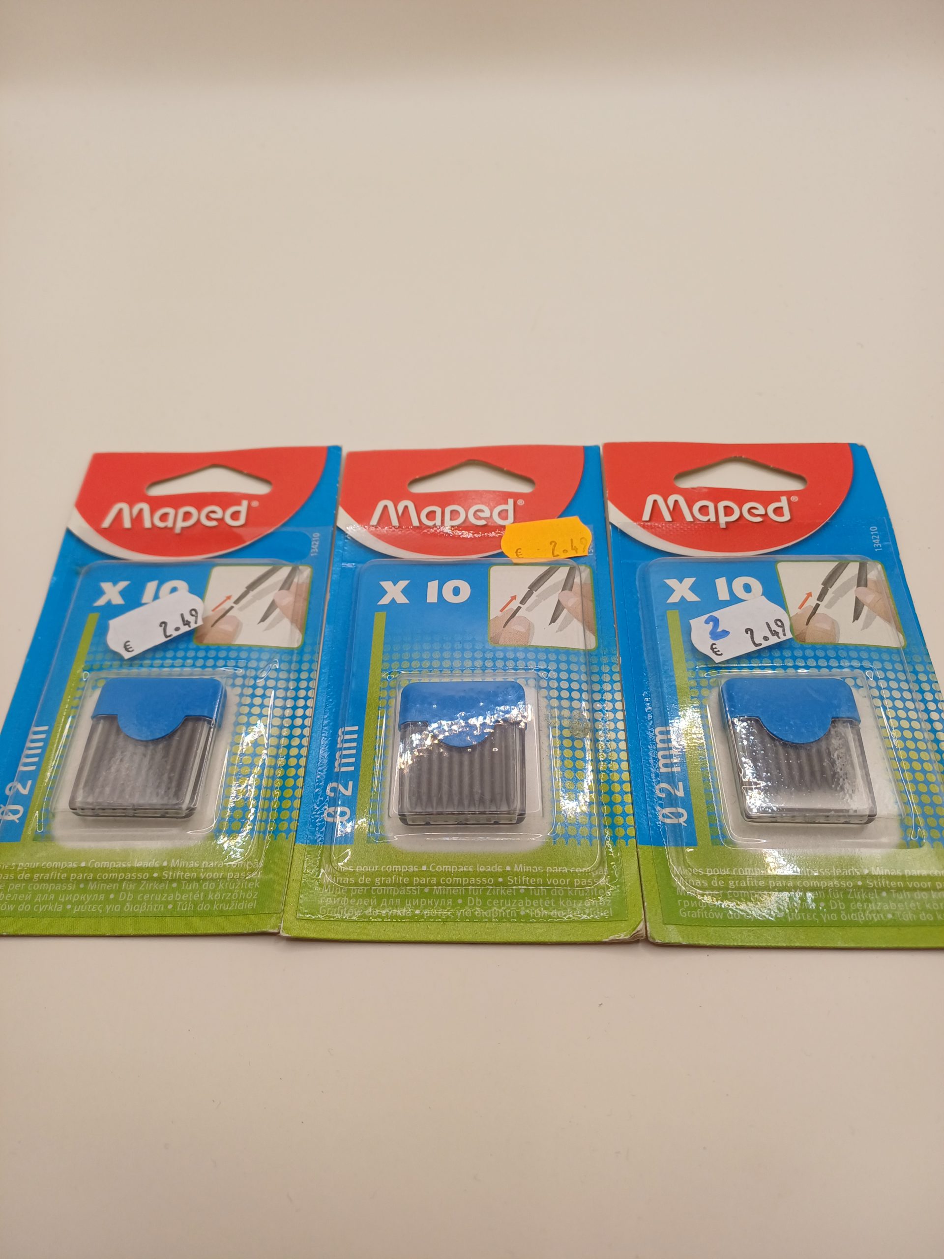 Lot de 3 recharges x10 mines pour compas 2mm