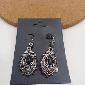 Boucles d'oreilles couleur argent et noir N°104
