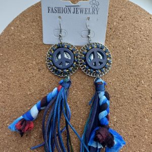 Boucles d'oreilles pendantes bleu n°138